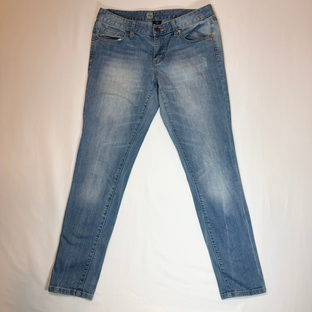 Mossimo Premium Denim Ankle Skinny Jeans Light Wash Distressed Womens Size 8